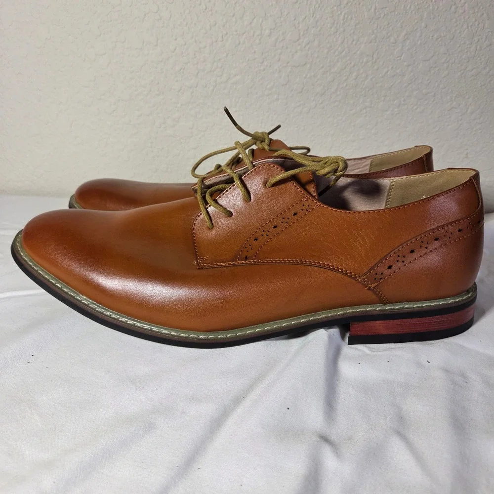 Bruno Marc Princewide-16 Mens Tan Derby Dress Shoes Wide Width Size 14W